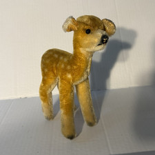 This is a vintage Steiff fawn plush toy, likely produced between the 1950s