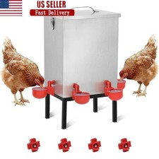 3 Gallons Chicken Waterer Stainless Steels Automatic with Latch Bottom Bracket