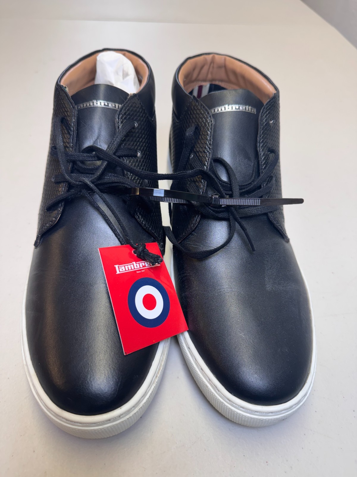 Lambretta Mid Top Trainers Black UK 10 EU 44 Casual Smart Lace Shoes image 2