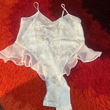 Vtg Victoria's Secret Gold Label Ivory Teddy Body Suit S One Piece Snap Crotch