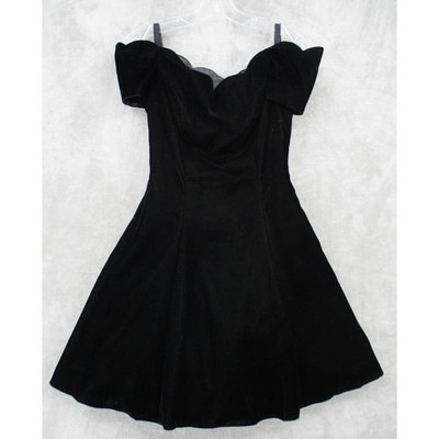 Vintage Roberta Dress XS Velvet Off Shoulder Fit Flare Whimsigoth Vamp Witchy