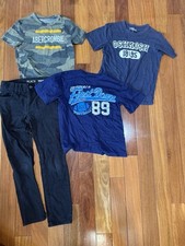 Boys Size 7/8 Mixed Brand Bundle of 4 ShortSleeve T-shirts and Long Pants 