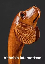 Hand craved dog handle wooden walking cane animal walking stick dog handmade A