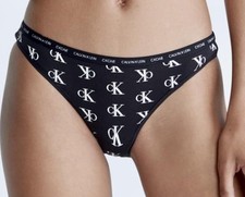 CALVIN KLEIN CK One Cotton Logo Print Black White Bikini Panty Womens Sz L 7