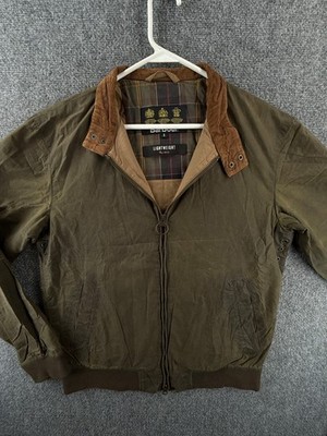 Barbour Royston Lightweight 4oz Wax Jacket Small Green Zip Bomber Harrington