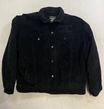 Assholes*s Live Forever Corduroy Jacket Men’s XL Black Sherpa Lined Y2K Grunge