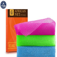 African bath sponge 3 pack nylon exfoliating long net body scrubber back scru...