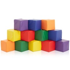 12pcs Toddler Foam Building Blocks, 5.5"x5.5" Soft Color Stacking Cubes for Kids