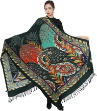 DANA XU 100% Merino Wool Extra Large Pashmina Blanket Travel Scarf Cashmere Wrap