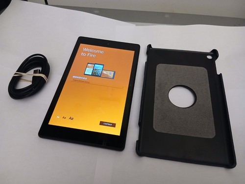 Amazon Fire hd 8 Tablet w/charger+case Black & Multicolor
