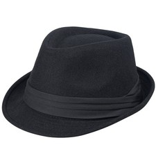 Mens Classic Plaid Manhattan Structured Gangster Trilby Fedora Hat Cuban Styl...