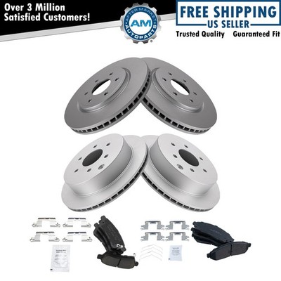 Front Rear Brake Coated Rotor & Premium Posi Ceramic Brake Pad for Nissan