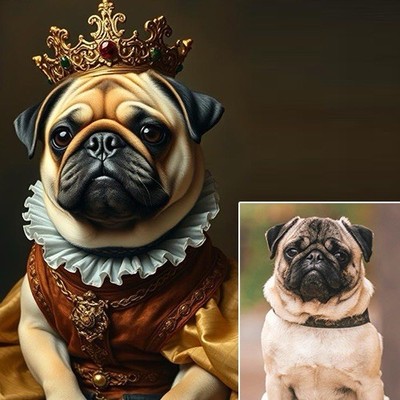 Custom Pet Portrait Digital Print , Renaissance Royal Dog Portrait from Photo