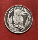Solid Silver Round With Cute Kookaburra & Queen Elizabeth! 1 Gram .999 Silver!