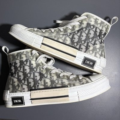 Dior B23 Men's High Top Lace-Up Logo Sneakers Gray/White/Black