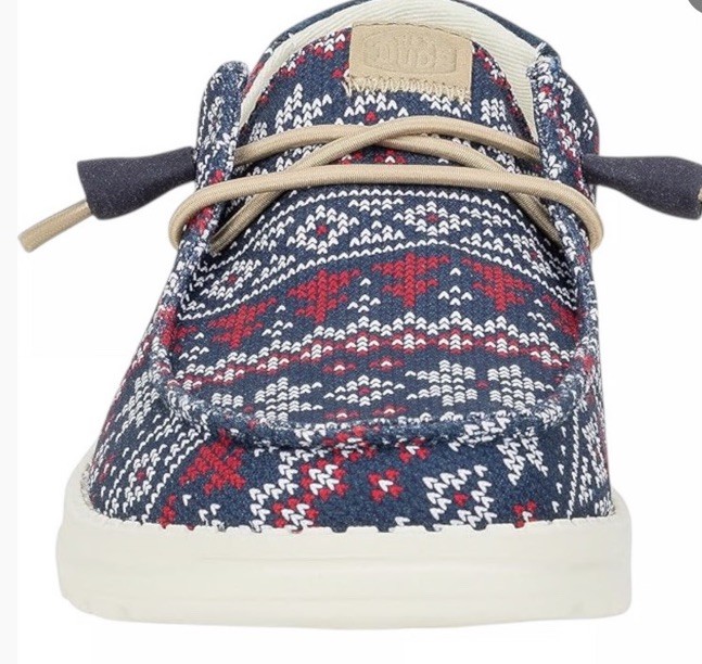 New Hey Dude Wally Winter Sweater Fair Isle Slip On Loafers 