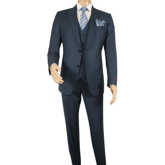 Мужской костюм BERLUSCONI Турция, 100% итальянская шерсть Super 180s, 3 шт., #Ber18 Синий