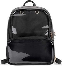 Double Window Ita Backpack PU Leather Kawaii Pins Display Bag with Insert