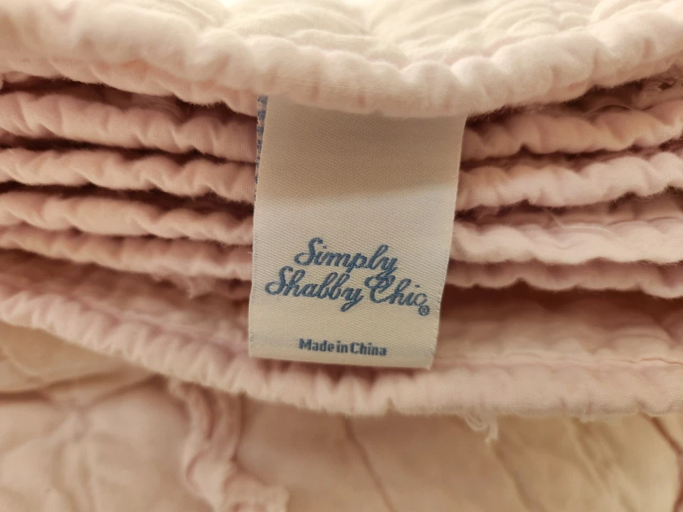 Colcha de babados SIMPLY SHABBY CHIC DUPLA ROSA PÁLIDO E FRONHA DE TRAVESSEIRO PADRÃO - Imagem 4 de 4