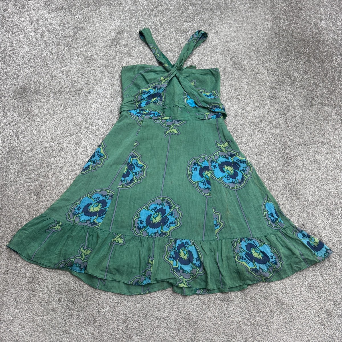 Free People Silk Floral Halter Sund Dress Womens 4 Green Floral Ruffle Hem Boho | eBay Free People Silk Floral Halter Sund Dress Womens 4 Green Floral Ruffle Hem Boho | eBay