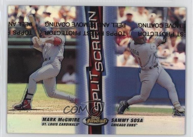 1999 Finest Split Screen Refractor Both Right & Left Sammy Sosa Mark McGwire m1k