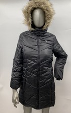 NWD Girls Calvin Klein Jeans Full Zip Fur Trip Puffer Jacket Black Size L 12/14