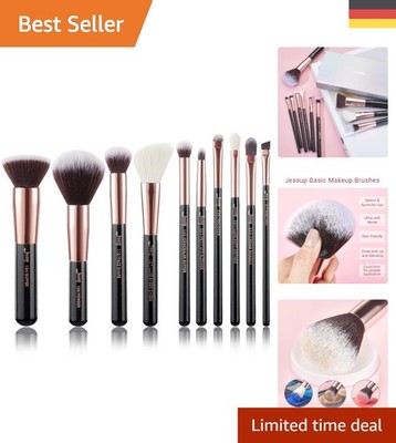 Luxuriöses 10-teiliges Makeup Pinselset in Schwarz/Rosegold -  für jedes Make-up