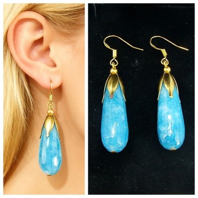 Larimar Ohrringe Ohrhänger 925 Sterling Silber Ohrhaken Tropfenform Bailysbeads 