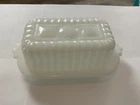 Vintage 1950'S Hazel Atlas White Milk Glass Half 1/2 Stick Butter Dish & Lid USA