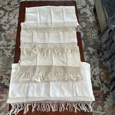 Vintage Estate Beautiful Lot Of 4 Various Size Brocade Table Runners With Fringe