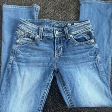 Miss Me Chloe Boot Jeans Med Wash Intricate Stitch Bling 26 x 34 M3386B Y2K