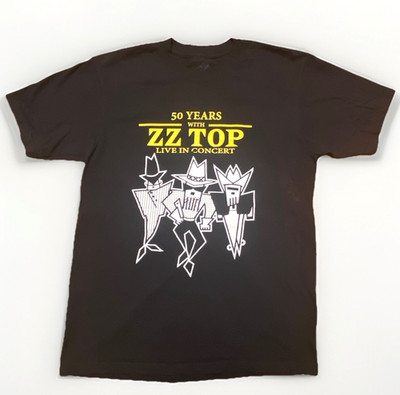 ZZ Top Concert T-shirt Black Large ''50 Years of ZZ Top'' 2019 (*some wear)