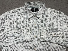 Hugo Boss Shirt Mens Medium White Geometric Long Sleeve Button Up Slim Fit