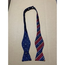 Brooks Brothers Reversible Bow Tie Navy Polka Dot Burgundy Stripe Golden Fleece