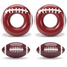 4 Pcs Football Pool Floats Inflatable Swim Rings Ball for Summer