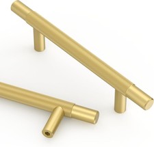 10 Pack Brushed Gold Knurled Cabinet Pulls - ...