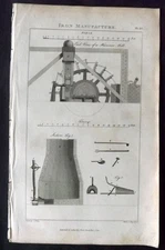 Good 1813 Antique Print. Iron Manufacture. Forge 92