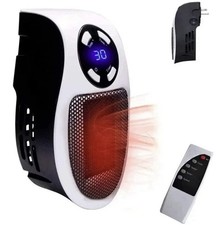 500W Mini Heater Wall Room Ceramic Radiator Warmer + Remote Portable Plug-In