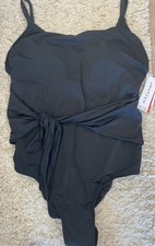NWT Jantzen Women s Black Solid One-Piece Swimsuit Size 16 Tummy Control.