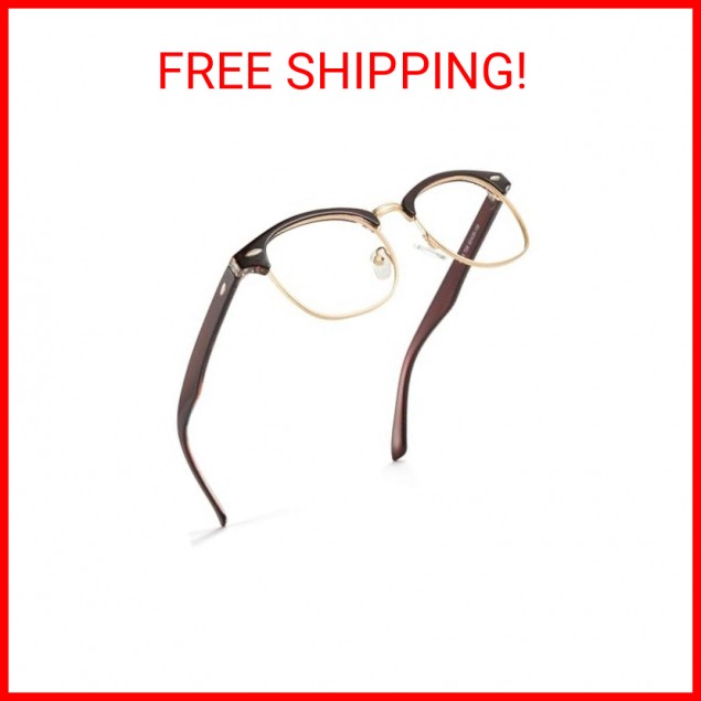 Cyxus Retro Semi-Rimless Blue Light Blocking Glasses for Men in Clear Frame-image