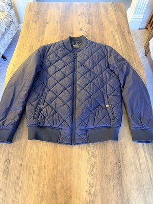 Barbour Steve McQueen Quilt, Blau, Biker Bomberjacke Medium