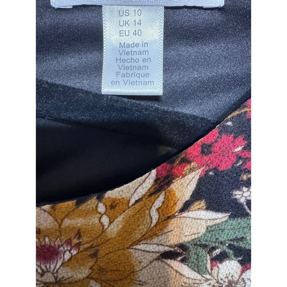 Vestido Boho Patchwork Floral Volantes Talla 10 Manga Campana Cottagecore Romántico Foto 4 de 4