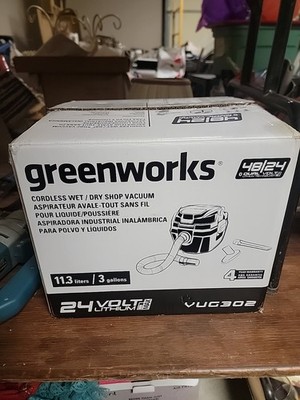 Greenworks 24V 3 Gallon Battery Wet/Dry Vacuum Cleaner, Tool Only