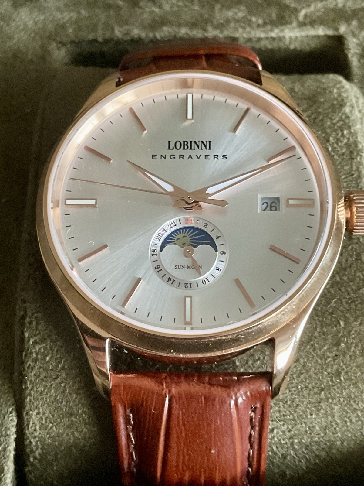 Mint  Automatic Lobinni Moon Phase/Date Dress Wat… - image 2