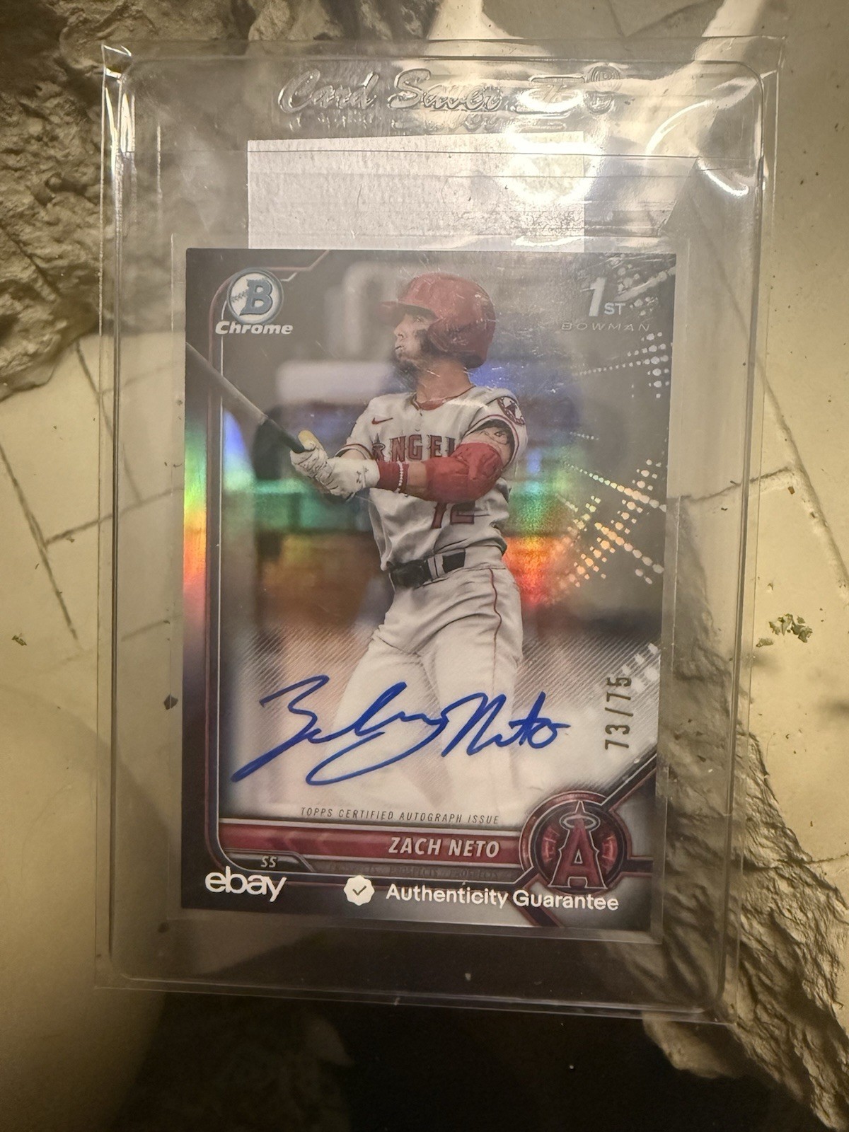 Zach Neto 2022 Bowman Chrome Draft 1st Auto /75 Black Refractor Angels