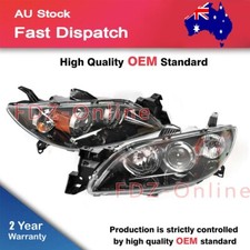 Pair LH+RH Front Head Light Lamp For Mazda 3 BK SP23 / 4 Door SEDAN 2003~2009