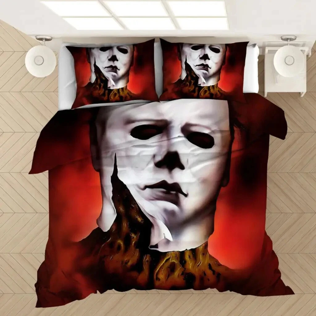 Michael Myers Halloween Bedding Set Duvet Cover Pillowcase Bed Kids Adults