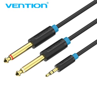 3.5mm Stereo to 2 x 6.35mm 1/4 in TS Mono Jacks Y Cable Splitter Cord Adapter