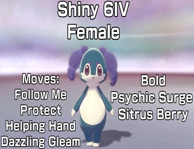 Indeedee Pokemon Sword Shield Shiny 6iv Bold Psychic Surge