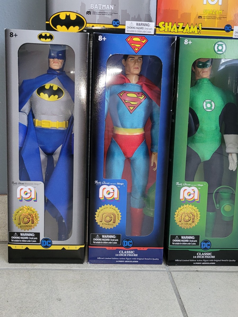 Mego Lot 14 Inch Batman, Superman, The Flash, Green Lantern